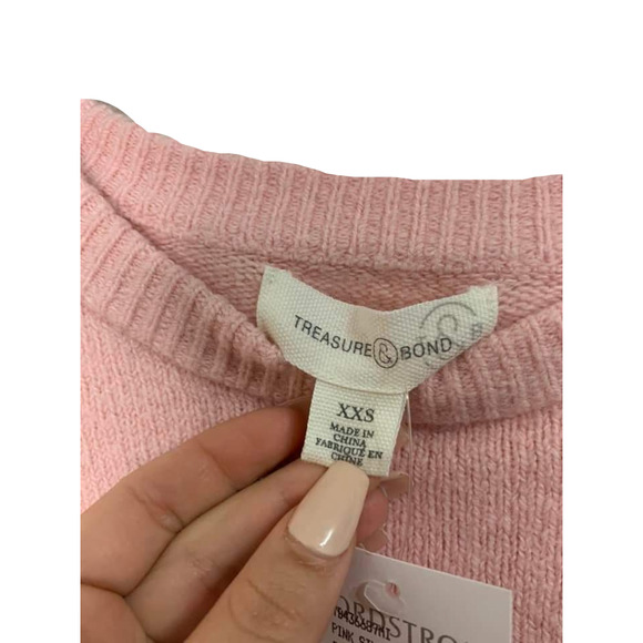 TREASURE & BOND Pink Silver Crew Neck Sweater in XXS NEW - Picture 2 of 5
